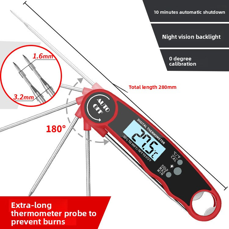 Folding Digital Food Thermometer with High Precision Probe